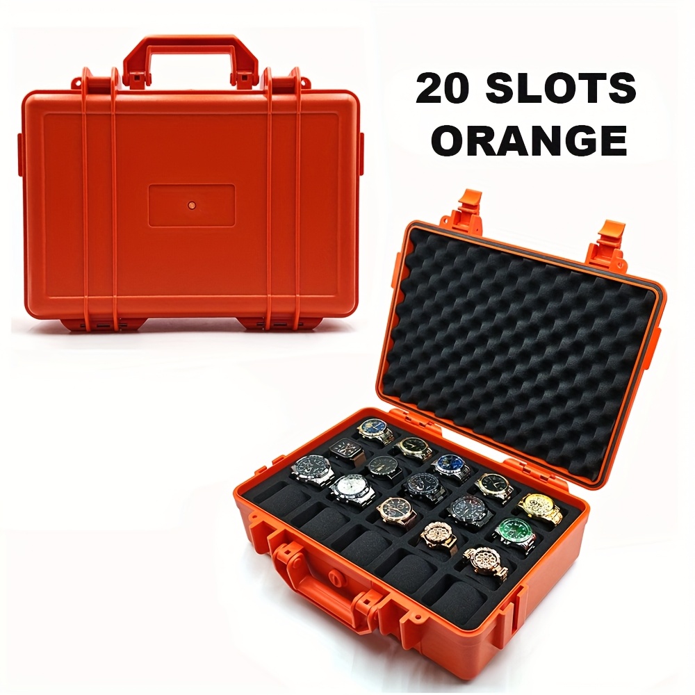 1pc premium watch jewelry storage box protective case portable abs pp material watch and jewelry storage box suitcase pressure resistant and   waterproof and dustproof large capacity with designs for up to 12 20 30 slots   in blue   ideal gift   for christmas valentines day fathers day and anniversaries Product details 8