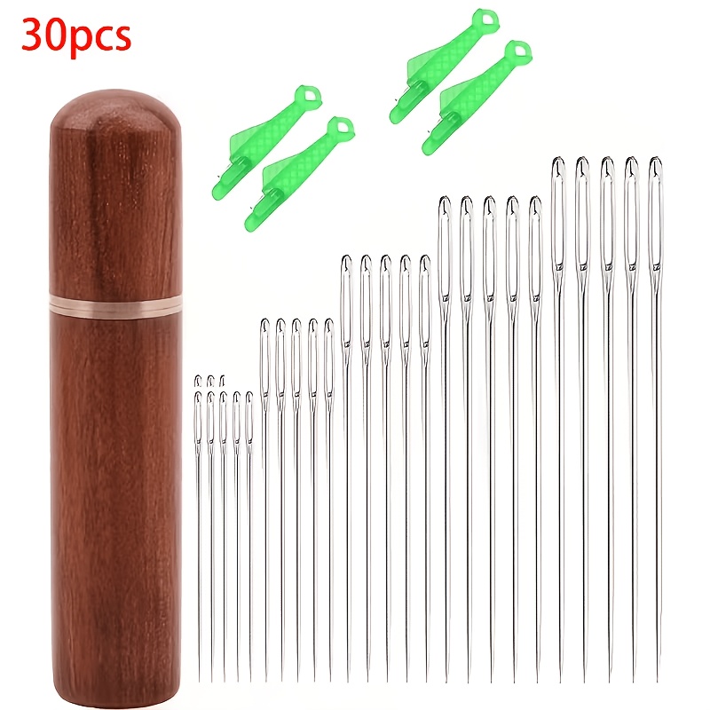 TEMU A Multifunctional Large-eye Sewing Needle Set With 30pcs (25 Needles + 4 Threading Tools + 1 Needle Box), Home Sewing, For The Elderly To Quilt.