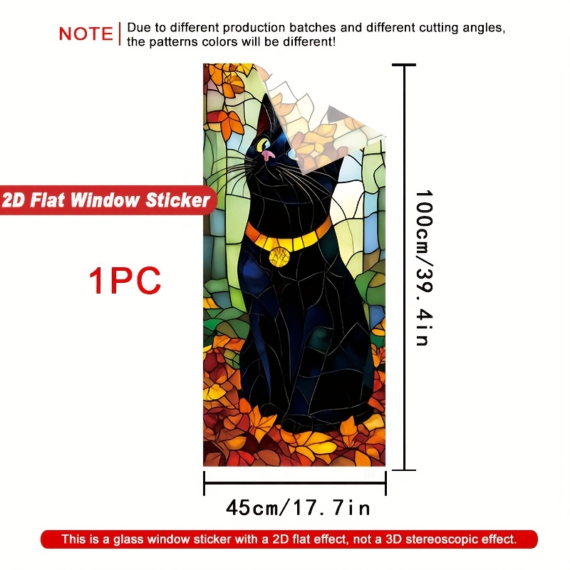 TEMU 2d Flat, 1pc Static Cling Stained Window Film Suitable For Windows, Glass Doors, Privacy Panels - Glue-free Pvc Decorative Cover With Autumn &