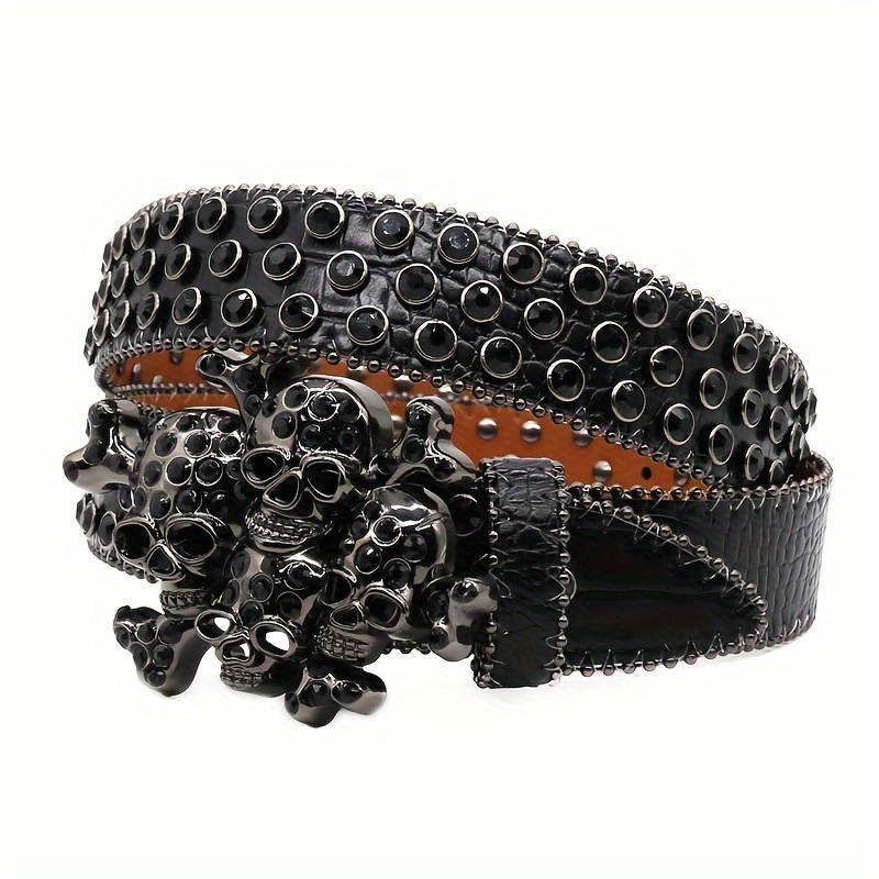 小物 skull buckle black leather belt Y2K punk Amazon.com: Daiuyvol Fashion Skull Head Y2k Buckle Belt