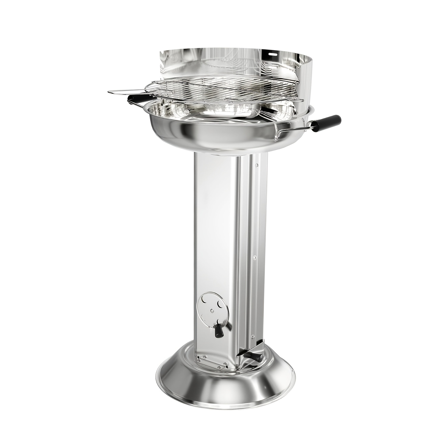 Image of Stainless Steel Charcoal Grill, Pedestal Grill 58 * 42 * 85cm, Height Adjustable, Grill With Chrome-plated Grill Grate, Charcoal Slag Pan & Ventilation, For Outdoor Use, Camping, Bbq, Garden, Party