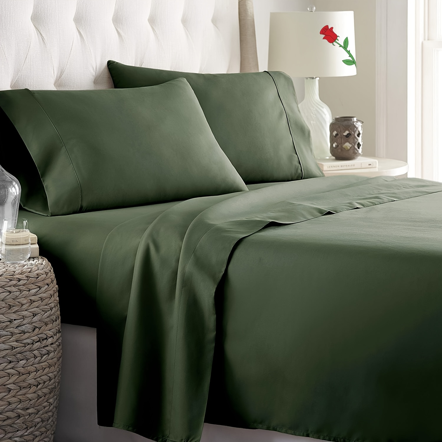 TEMU 3/4pcs Hotel 2200tc Microfiber Fitted Flat Sheet Set, Ultra Soft & Breathable Bed Sheets Sets, Stretch To 40cm Deep Pocket, Include 1 Fitted