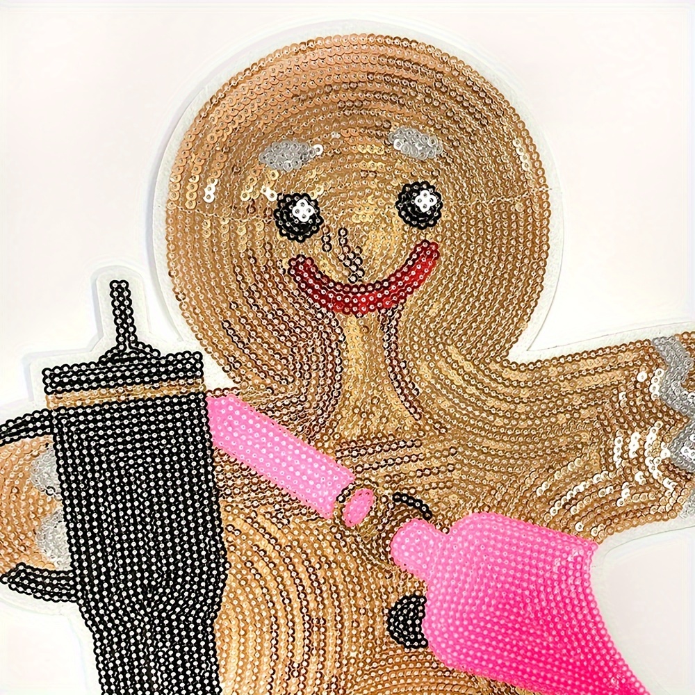 

Gingerbread For Man Sequin Patch - Diy Iron-on Embroidery For Jackets, Bags & More - Fashion & Unique Gifts, Cup, Jacket