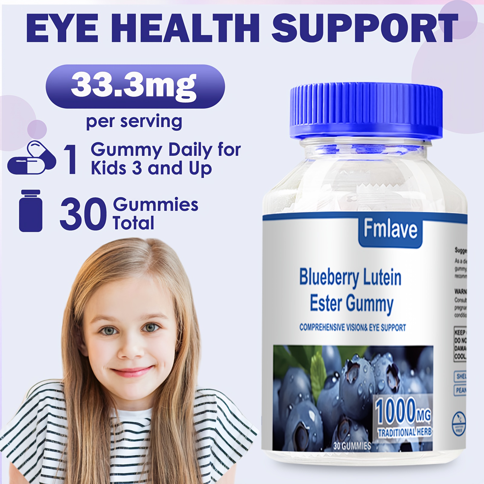 supply blueberry   eye vitamins gummies   supplement for kids and adult   gummies for vision   and blue   individually packed 30 gummies Product details 2