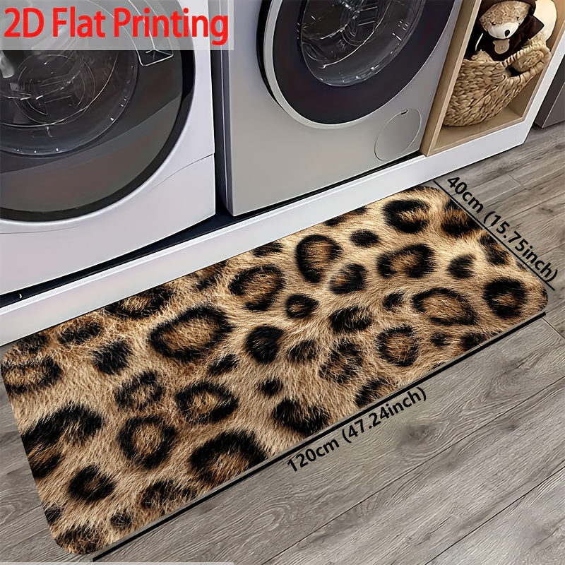 TEMU Tapis en Flanelle Imprimé Léopard Luxueux 2D - 1 Pièce, Ultra-Doux et Épais, Adapté pour Salle de Bain, Salon, Chambre, Cuisine - Antidérapant,