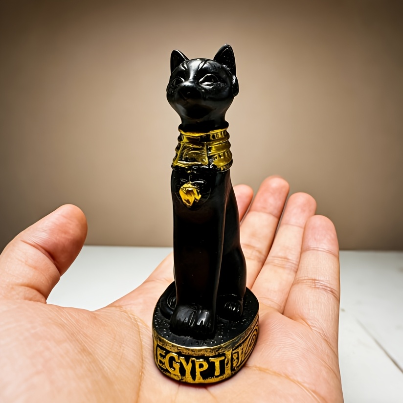 TEMU 1pc Egyptian Statue - Black & God Figurine, Resin Ornament Suitable For Home Decor, Office Desk, Shelf Display, / Use, Travel Souvenir Gift For