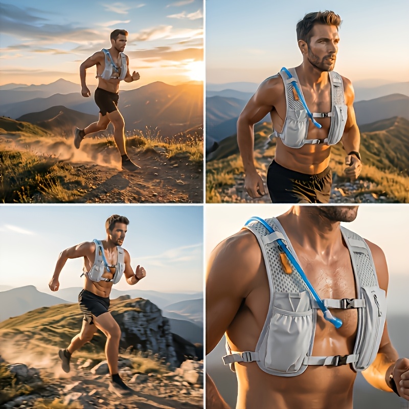 Breathable Lightweight Sports Backpack, Multi-Pocket Solid Color Running Vest, Suitable for Marathon Running, Cycling, And Outdoor Activities