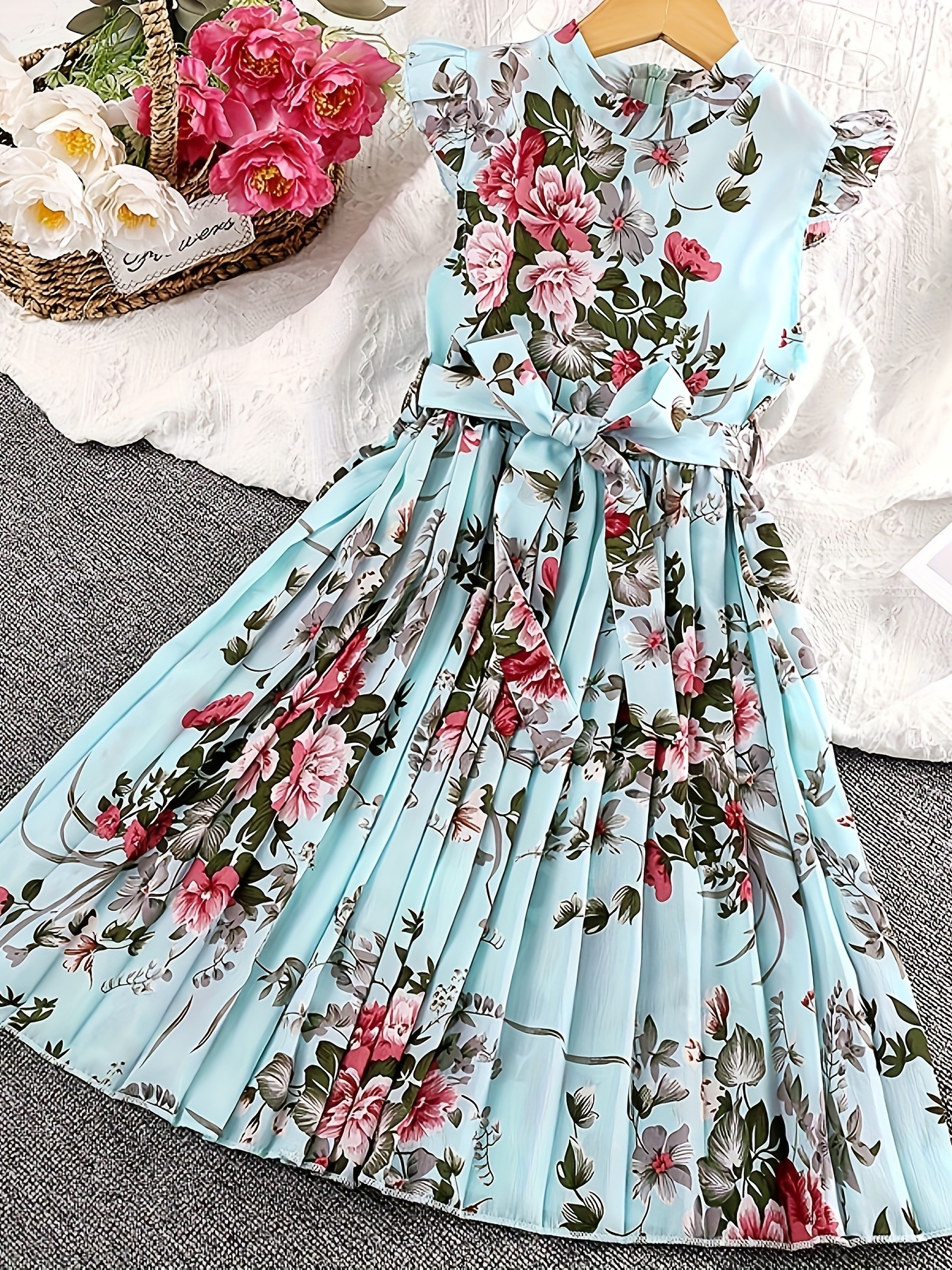 knee length dresses for ladies Girls: The Tatum Light Blue Scalloped Midi Dress  Shop the Mint
