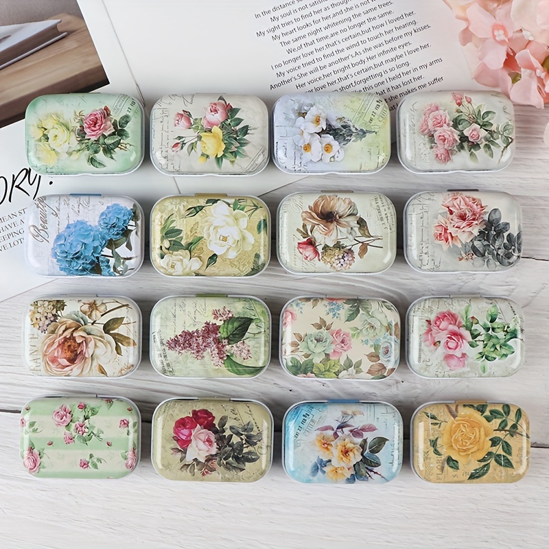 Mini Flower Storage Tin Small Trinket Jewelry Box Portable - Temu