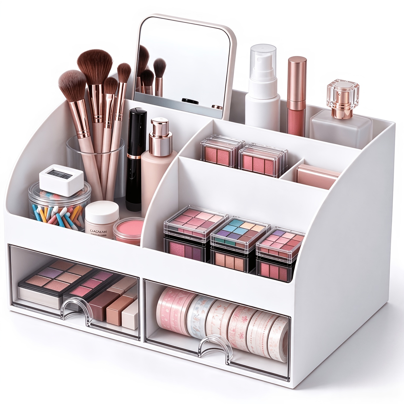 TEMU Multifunctional Organizer With Drawers Multiple Adjustable Shelves For Storing Perfumes Skincare Products Toiletries Durable Plastic Cabinet
