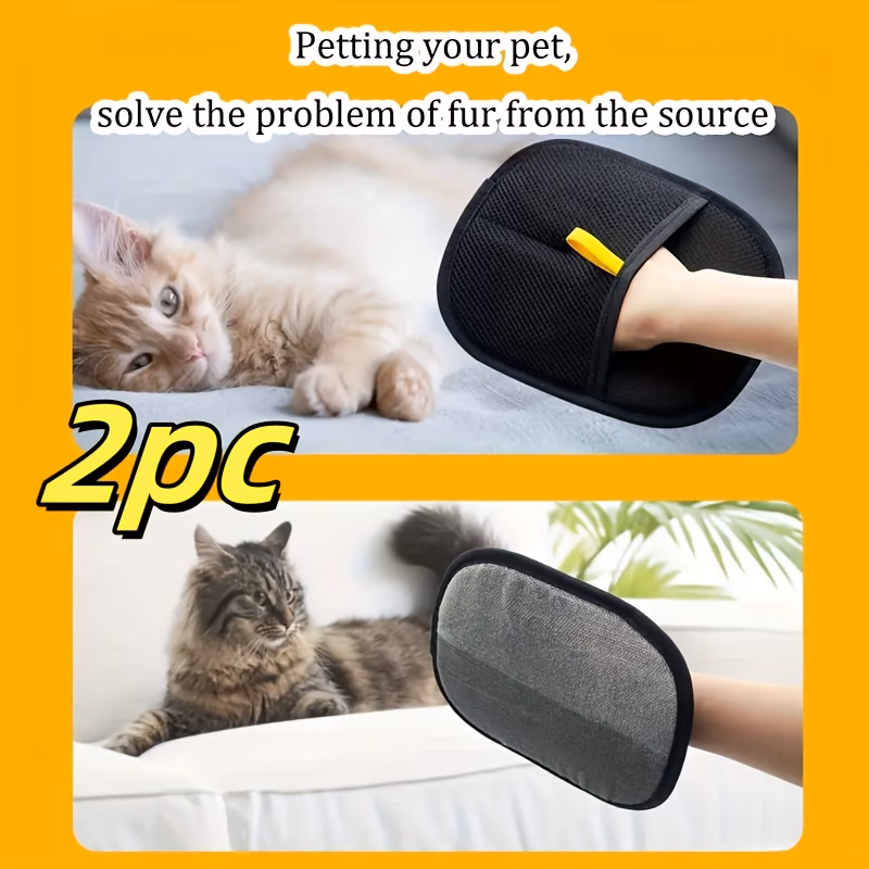 2pcs anti static cat hair removal gloves pet hair remover home brushing floating hair remover cat hair cleaning tool car seat and clothing grooming gloves reusable with design quick hair cleaning Product details 2