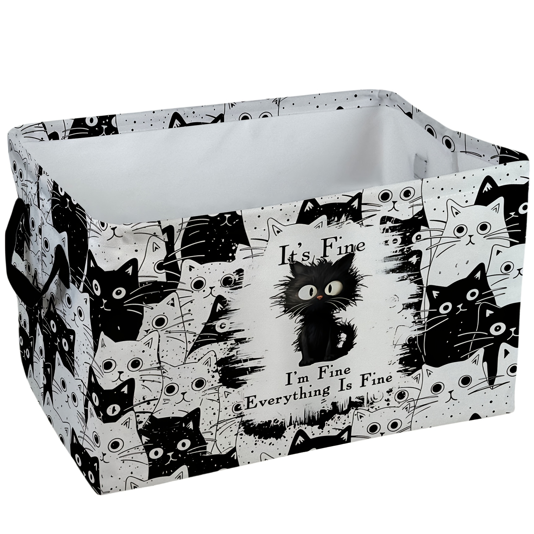 TEMU 1pc Black And Pattern Storage Baskets Storage Boxes Home Decor Storage Clothes Organization And Storage Home Decor Storage Holiday Gifts, Shelf