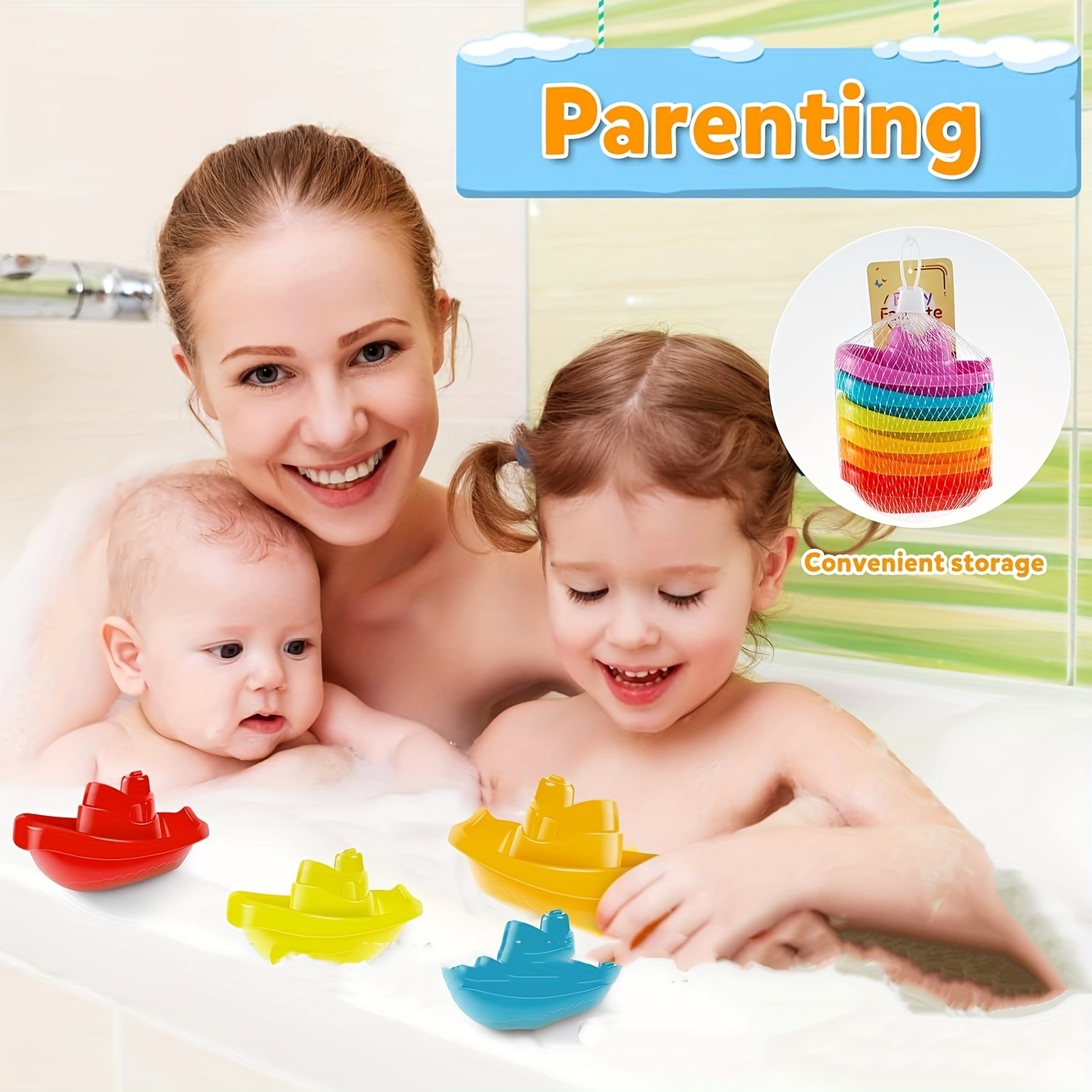 3/5pcs Colorful Rainbow Boats for Toddlers & Kids, Durable Plastic Water Toys for Bathtub, Pool & Beach – Fun Summer Play & Easter Gift Idea