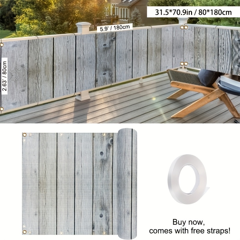 TEMU 1pc Fence Decoration, Outdoor Decor, Balcony Privacy Curtain, Decorative Fence, Indoor And Outdoor Banner, Print Pattern Railing Decoration, 3