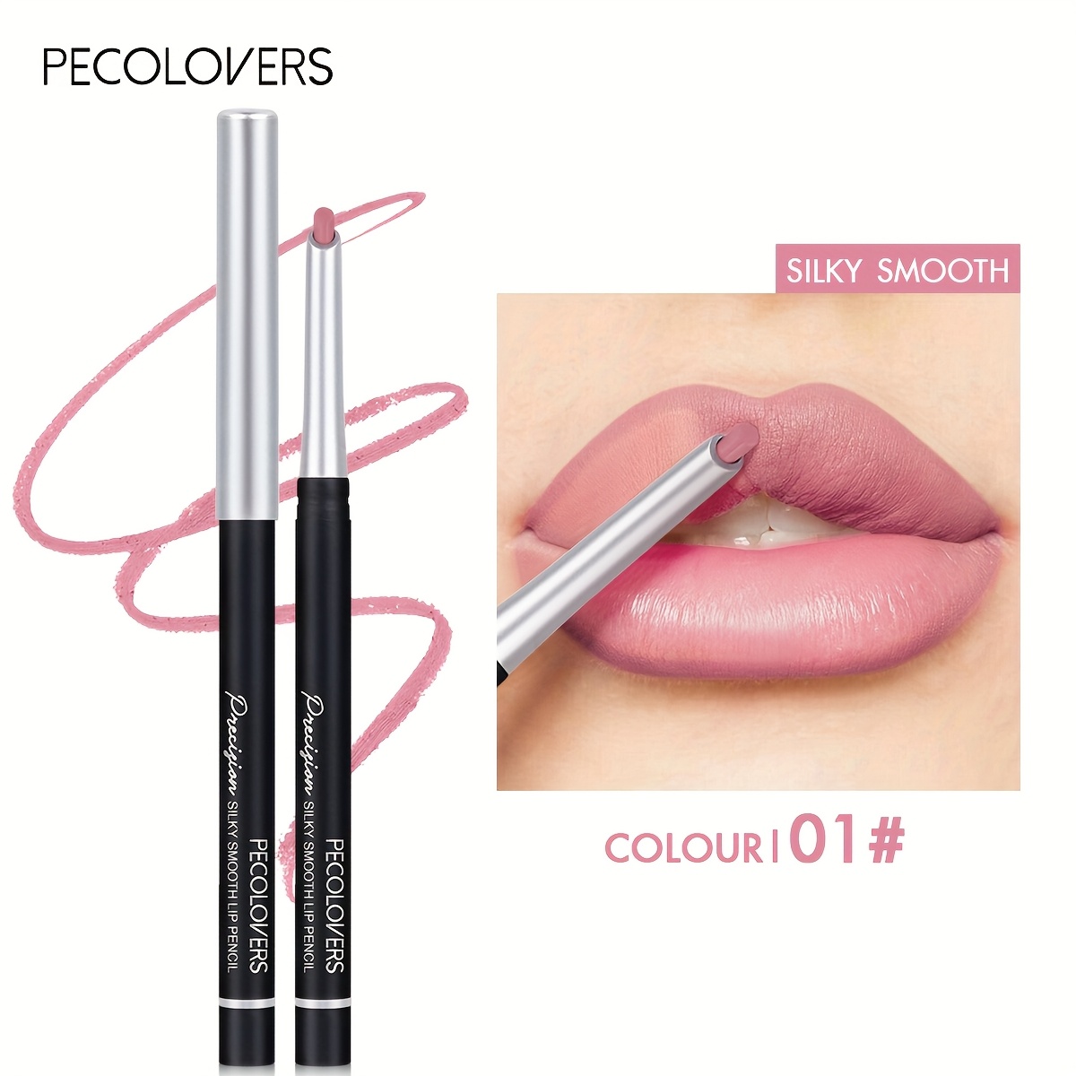 Image of Pecolovers Nude Lip Liner & Lipstick Pen - Waterproof, Sweatproof Long-lasting Moisturizing Lip Pencil With Nude Shades (for Skin Types) - Wax-based Formula For Precise Liner & Lipstick Application