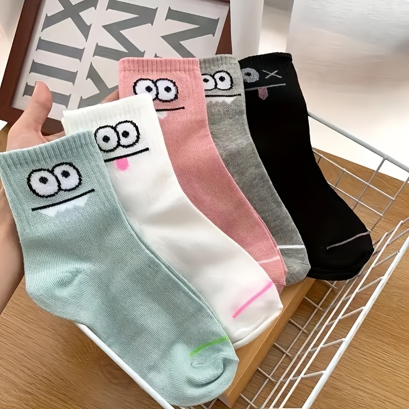 

5 Pairs Of Women's Breathable And Sweat-absorbing Socks With A Stylish Pattern, Casual Wear.