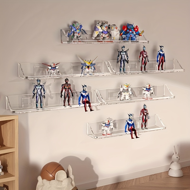 

Contemporary Plastic Display Stand For Ultraman Models, Building Blocks, Animal Figurines - Wall Mounted Organizer Shelf, No Electricity Required