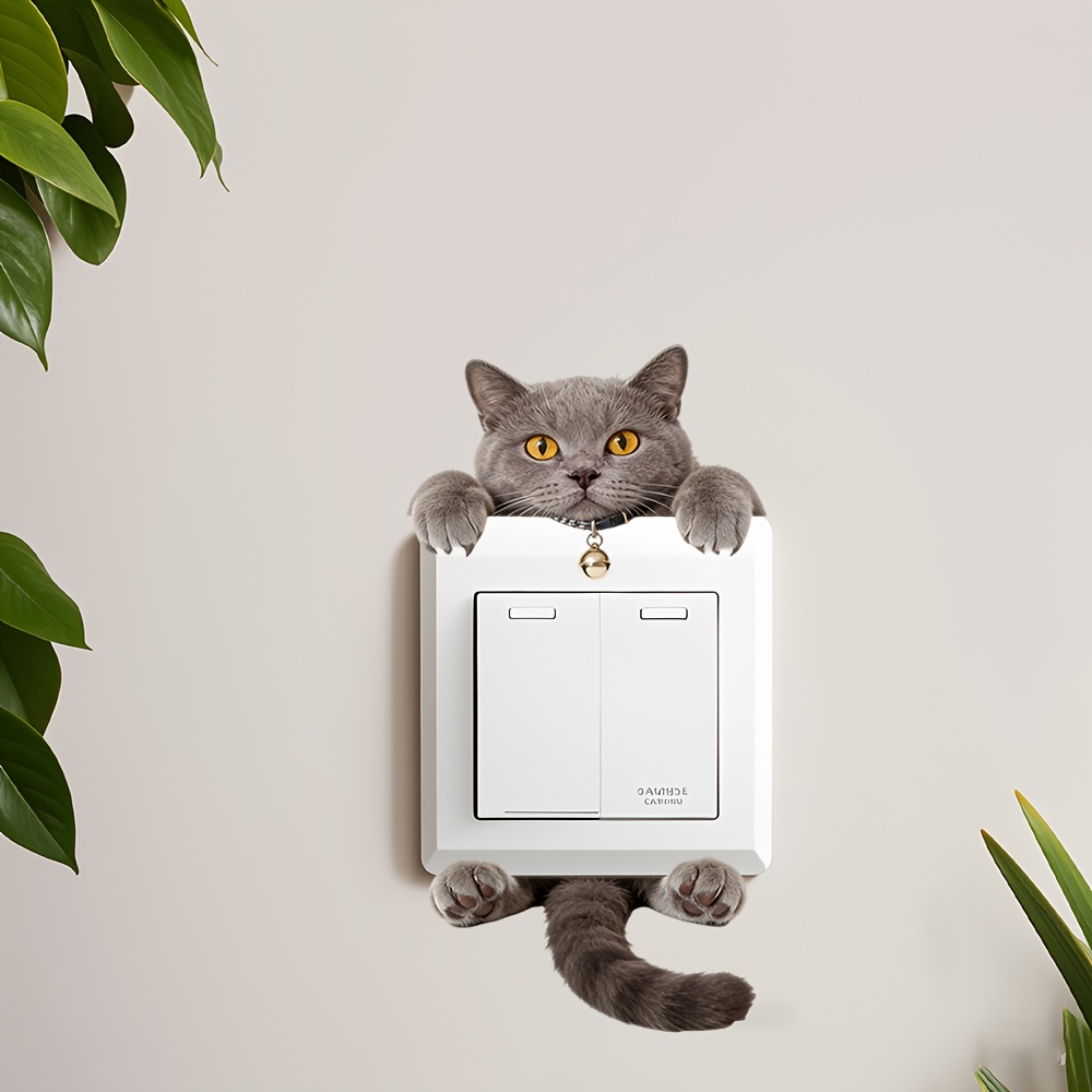 1 Self-adhesive Removable Decorative Sticker Wall Sticker Blue Cat Pattern Living Room Bedroom Decals Home Decoration Waterproof Self-adhesive Removable Decorative Sticker