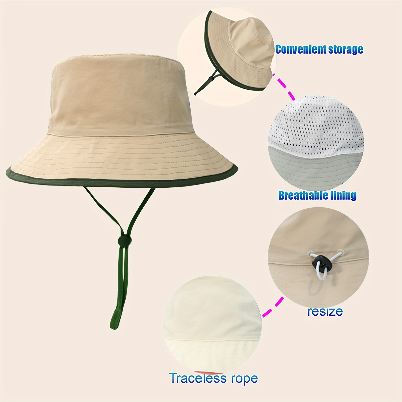 1pc Children's Solid Color Bucket Hat, Fishing Hat, Baby Sun Hat with Big Brim, for 1-6 Years Old Boys and Girls, Anti-splashing Fabric Sunscreen