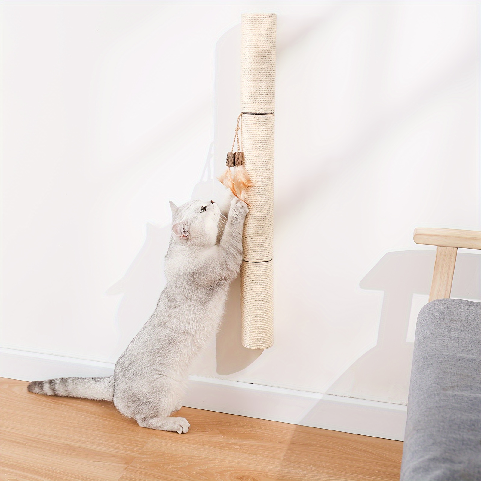 

Pine Cat Scratching Post, Cat Wall Scratcher, 28.9' Cat Scratcher, Cat Scratcher Post With Cat Toys, Sisal Scratching Post, Cat Scratchers For Indoor Cats