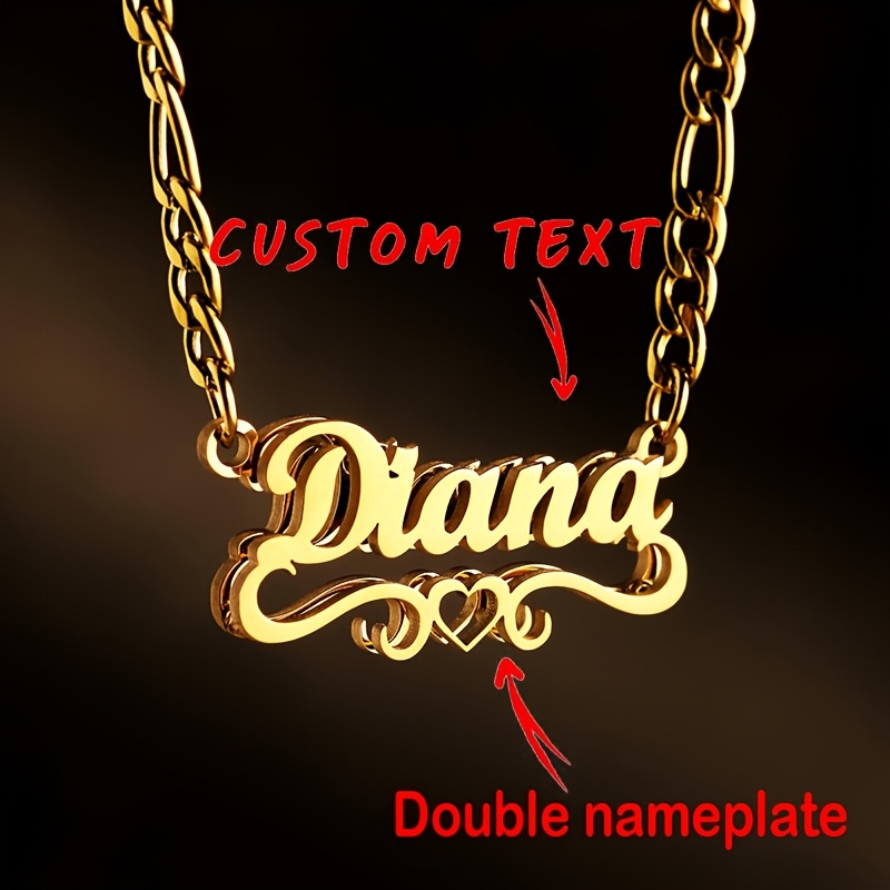 

1pc Custom Engraved Name Necklace, 316l Stainless Steel Cuban Chain, 3d Pendant, Personalized Jewelry For Couples, , Family, Ideal For Christmas, Valentine's Day, Party Gifts