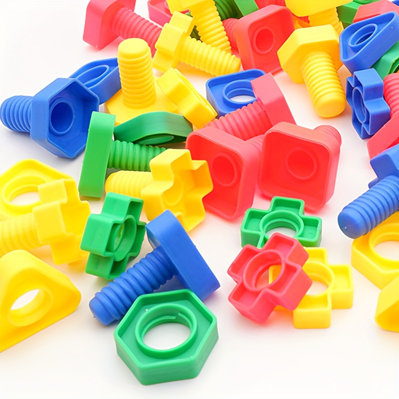 

16pcs Screw & Nut Building Blocks Set - Plastic Puzzle Toy, Perfect Christmas Gift For