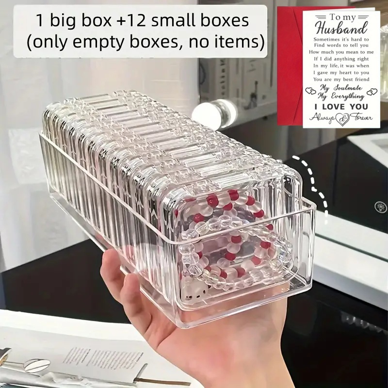 TEMU 13pcs Set Of Transparent Acrylic Jewelry Box, Bracelet Storage Box, Bracelet Necklace Jewelry, Cultural And Dust-proof Jewelry Box, Transparent