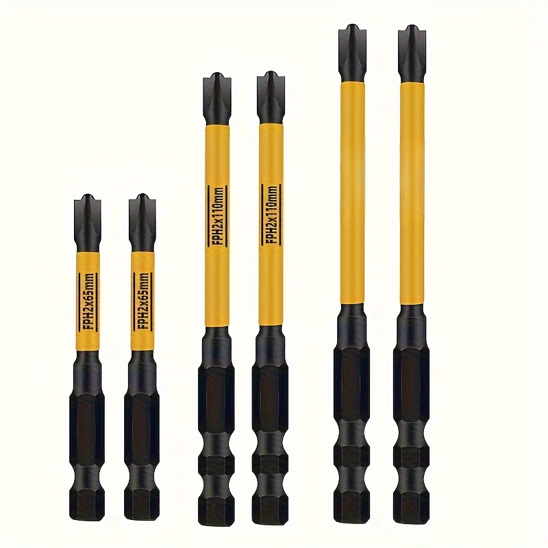 Image of Set Of 6 Magnetic Screwdriver Bits For Electricians, Including Fph2 Sizes Of 65, 110, And 150mm