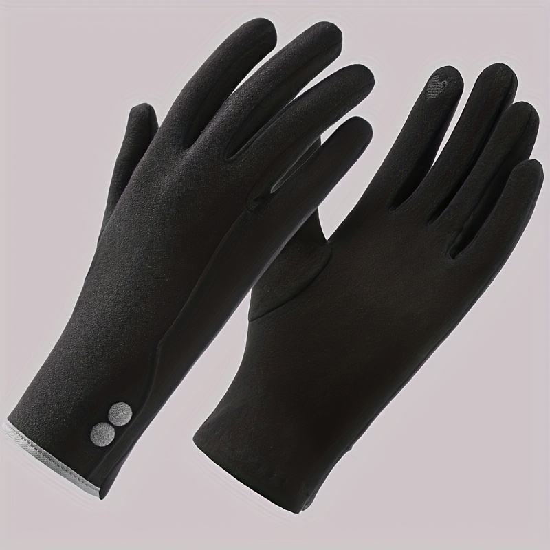 Image of 1 Pair Autumn Winter Women's Thin Fleece Warm Full Finger Gloves, Fits All, For Cycling Running Hiking Camping Outdoor Sports