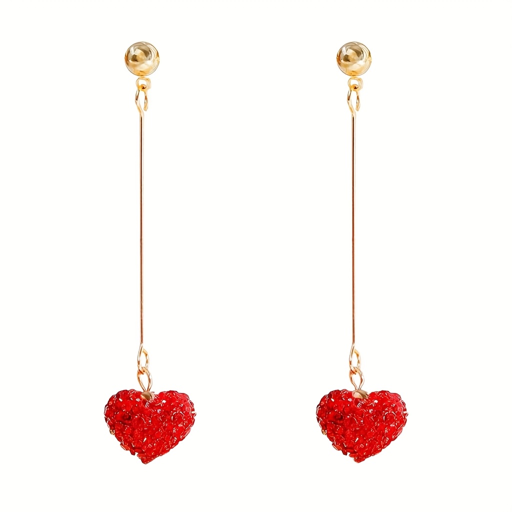 

Boucles d'oreilles en de cœur rouge, boucles d'oreilles romantiques en de cœur pour la Saint-Valentin, boucles d'oreilles pendantes pour femmes