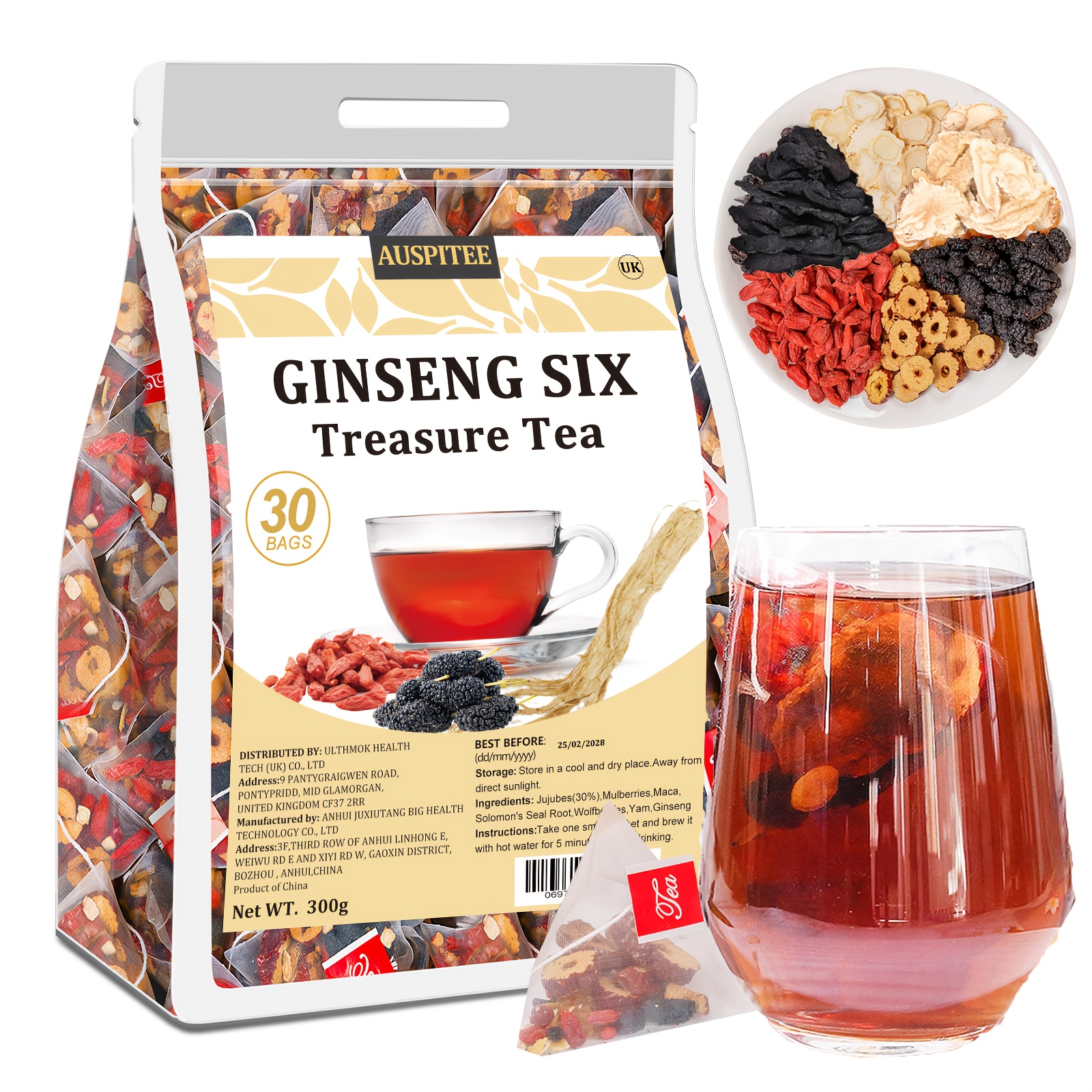 ginseng six   tea 10  packs     ginseng no additives ginseng five   tea herbal tea afternoon tea gift