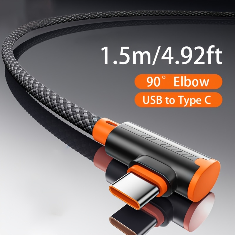 Image of 6a 90 Degree Elbow Usb C Cord Usb To Type C 100w Elbow Type C Fast Charge Cable For Huawei For Oppo For