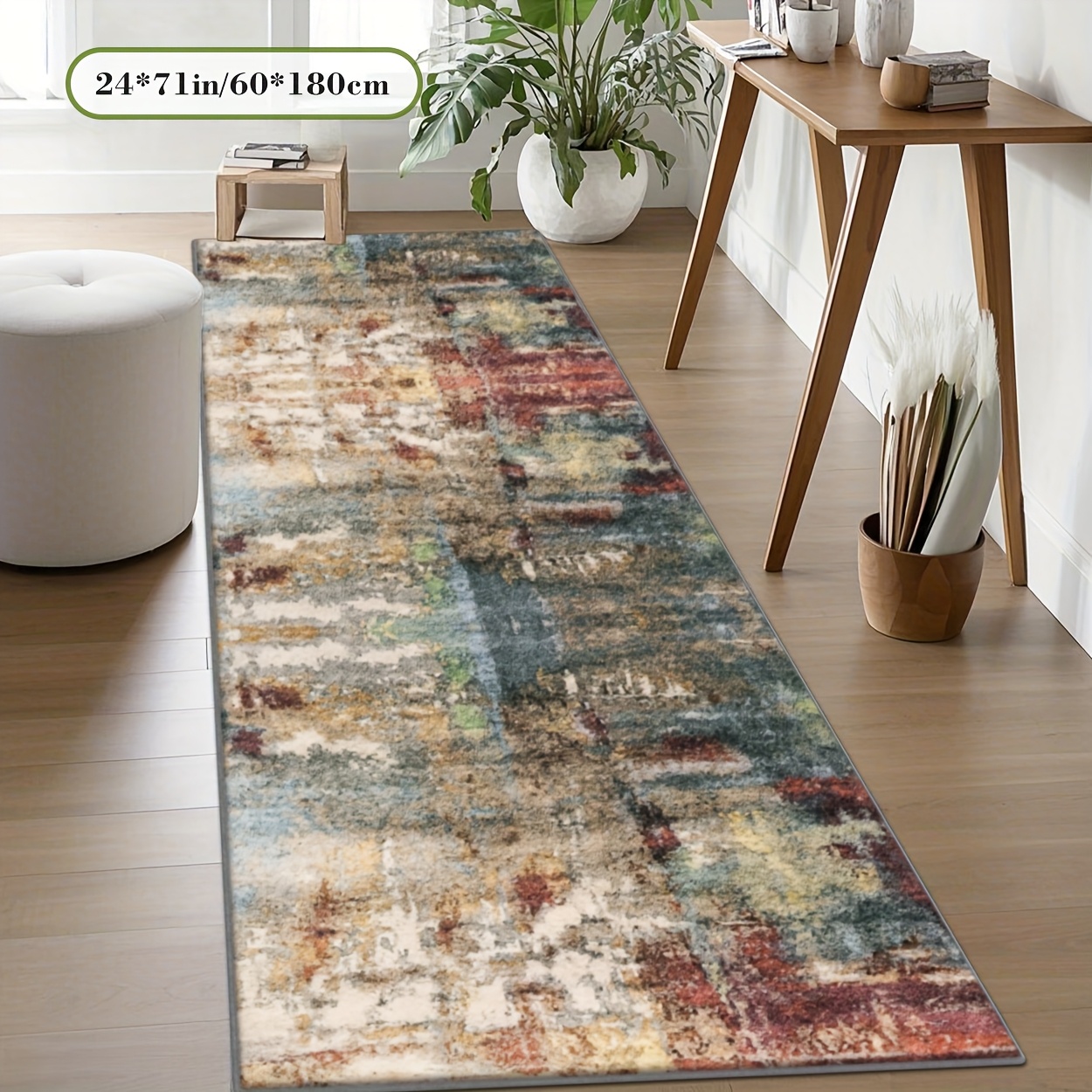 TEMU [soft Plush And Pointed Base] Long Strip Carpet, Abstract Pattern Printed Rug 2d Printing Rug Fashion Home Decor Carpet Commercial Decor Carpet,