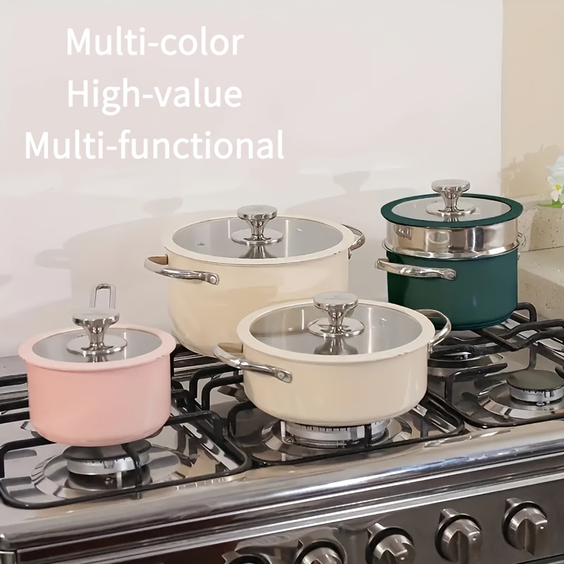 TEIDEA Cooking Set Pot Soup Cooking Stock Stainless Steel Stew C 並行輸入品 4pcs, Stainless Steel Cooking Pot Set, Sauce Pan, Soup Pot, Casserole,  Steamer Pot, Beige White&frasl;Pink&frasl;Green * Works With Induction&frasl;Electric And Gas