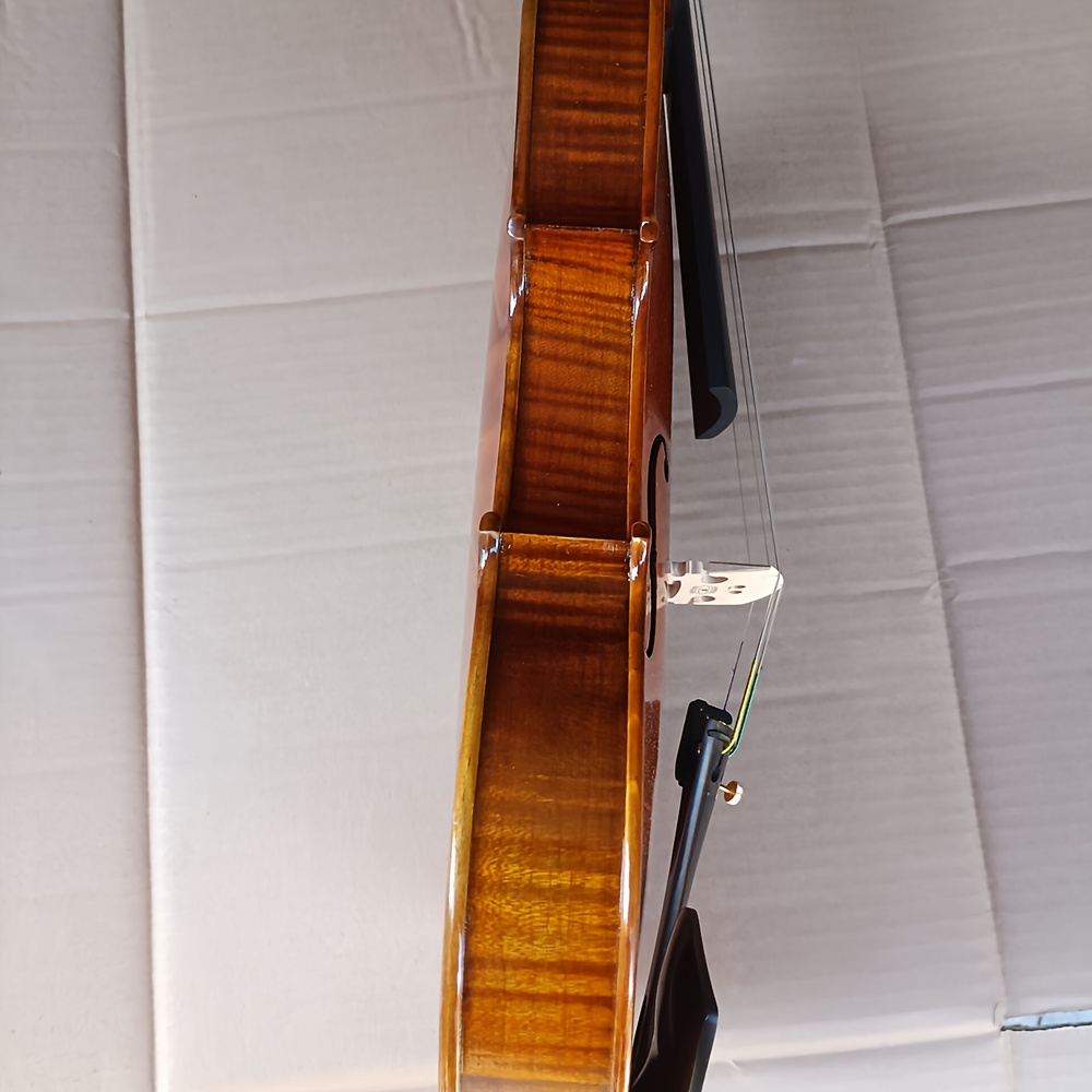 Violín Profesional Hecho a Mano de Madera Maciza con Diseño de Tigre en Arce, Tamaño Completo 4/4, Panel de Abeto Europeo de Más de 30 Años, Barniz Transparente Vintage, ¡Sonido Potente! Incluye Estuche, Arco, Soporte de Madera, Cuerdas de Repuesto, Violín para Estudiantes Principiantes, Piano de Concierto, Música Orquestal, Ideal para Principiantes en Sala de Conciertos, Regalo Genial para Músicos de Instrumentos de Cuerda