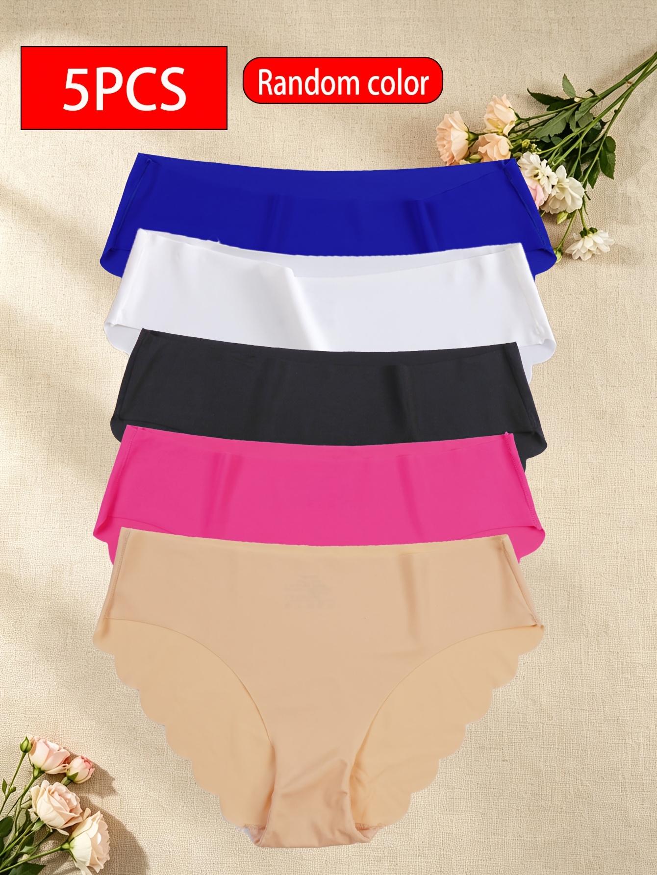 5pcs random colors womens seamless underwear comfortable and breathable low   womens briefs for daily  