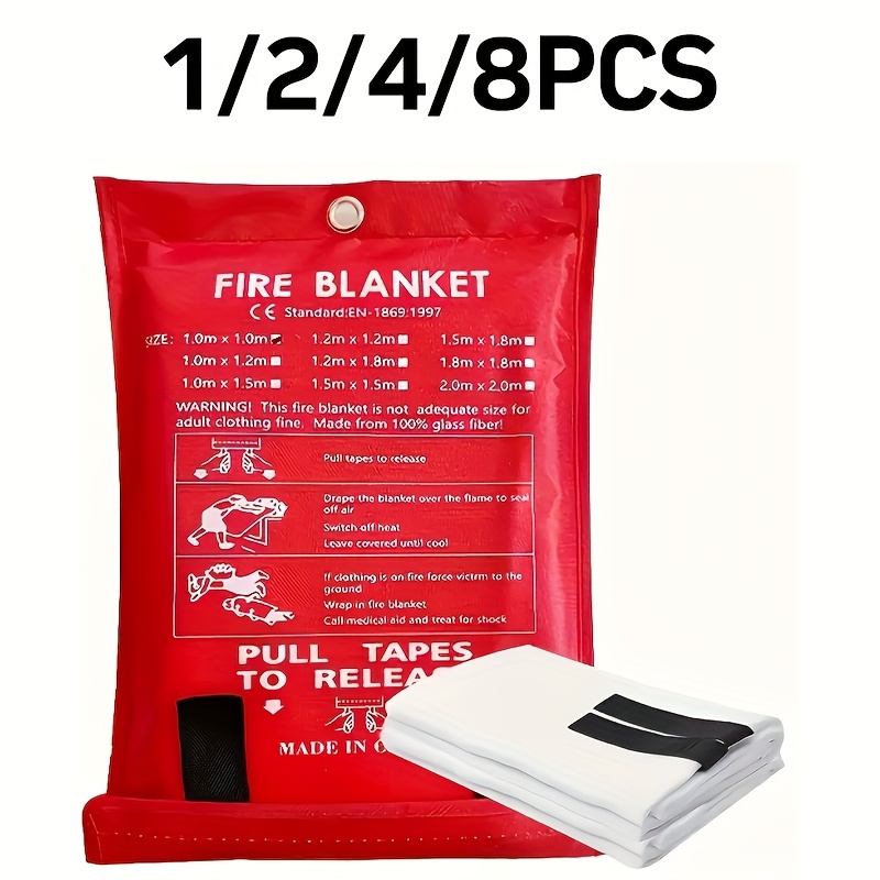 40 x 40 Inch Fire Blanket with Wear-Resistant Fiberglass and Black Straps, Multipack Options for Camping and Kitchen Safety