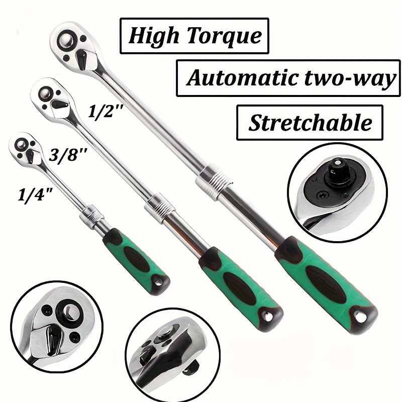 

72-tooth Extendable Ratchet Wrench – Durable Alloy, Multi-size Quick-socket, Ergonomic For Auto Repair & Diy