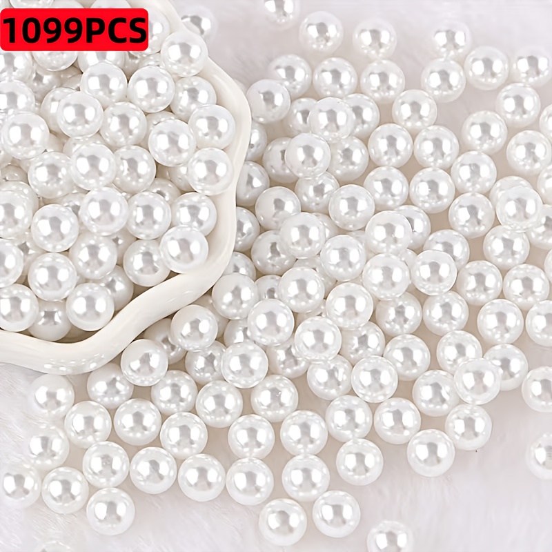 TEMU Lot de 599/1099 perles rondes en acrylique de 6 mm pour la fabrication de bijoux DIY, et perles avec perles d'espacement pour entretoises,