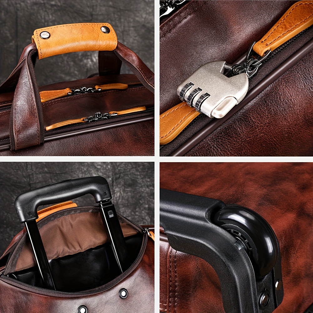 genuine leather suitcase mens business briefcase versatile travel case with   lock   cowhide commuter luggage suitable for travel 9