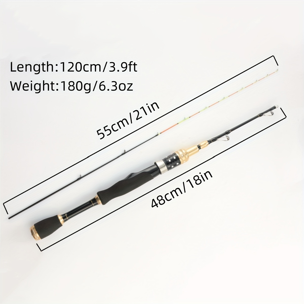 1pc 2-section Wood Grain Fishing Rod, 3.9ft/120cm Carbon Fiber Ultra Light  Fishing Pole For Freshwater