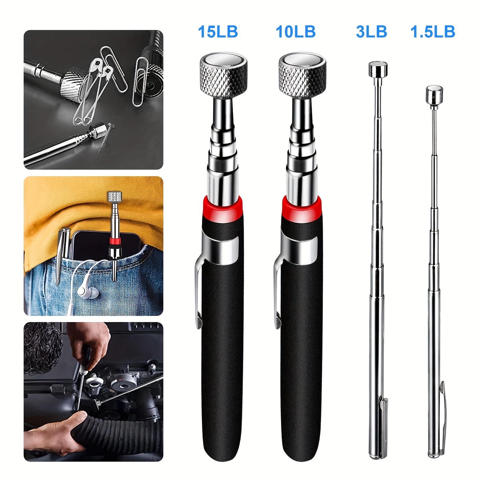 

4pcs Telescopic Magnetic Pickup Tool, Non-slip Magnetic Retrieval Tool, Magnet Stick, For Conveniently Picking Up Small Pieces