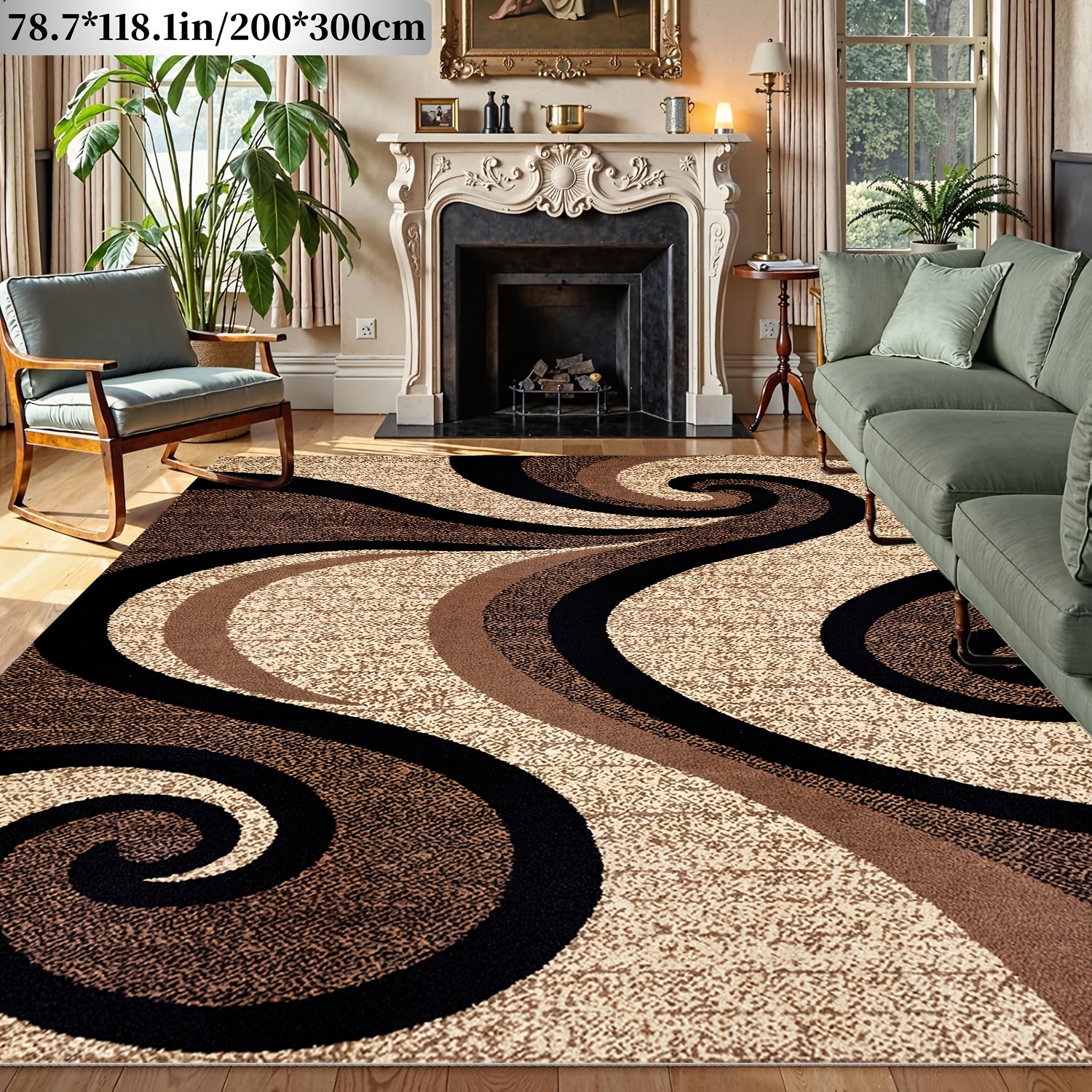 TEMU 1pc 2d Flat Kokololee Luxury Velvet Area Carpet - Easy Geometric Pattern Carpet, Non Slip Backing Machine Washable 100% Polyester Fiber - Very