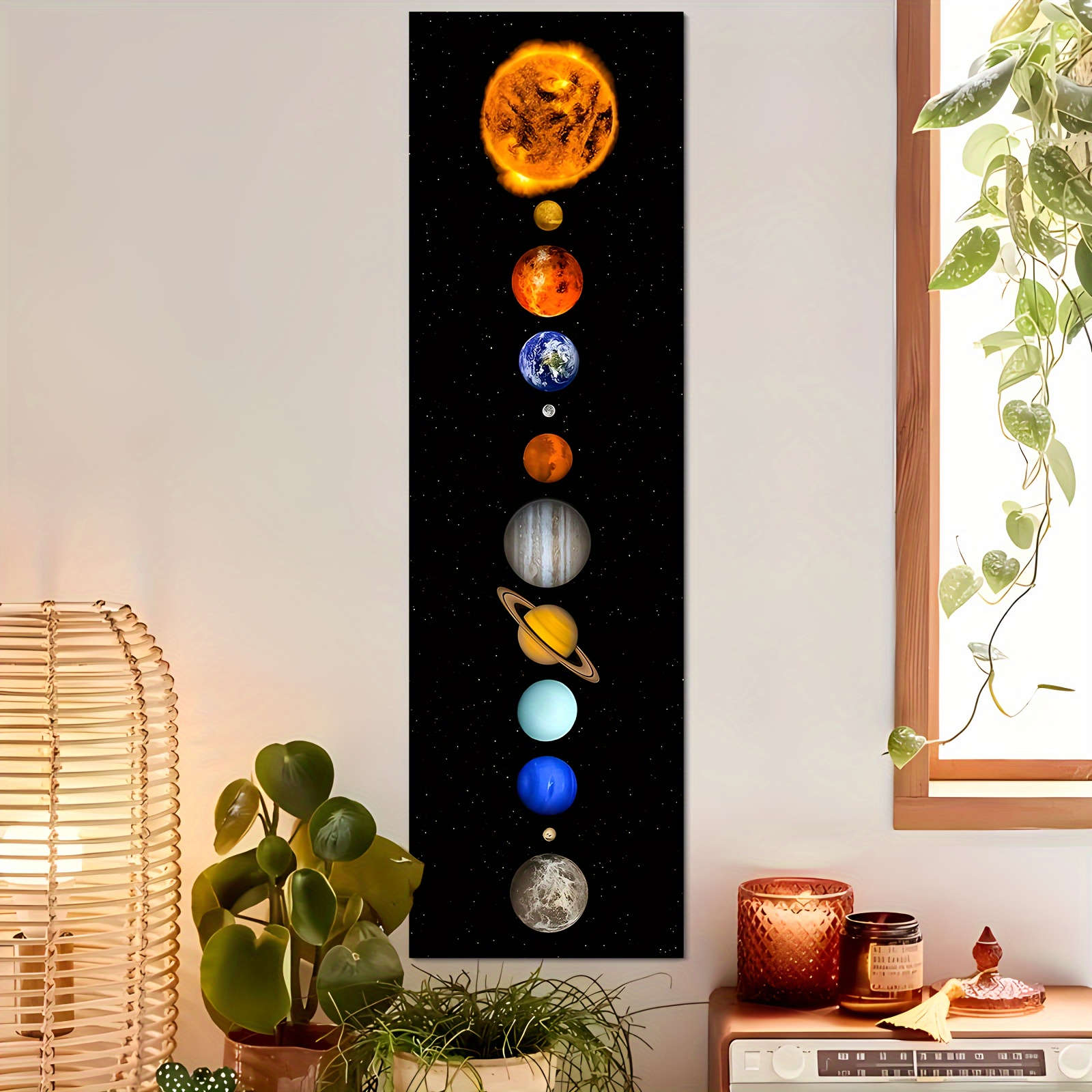 

1pc Solar System Planets Wall Tapestry, Graphic Space Theme Woven Polyester Hanging For Indoor Bedroom Decor, Portrait Orientation, No Electricity Needed