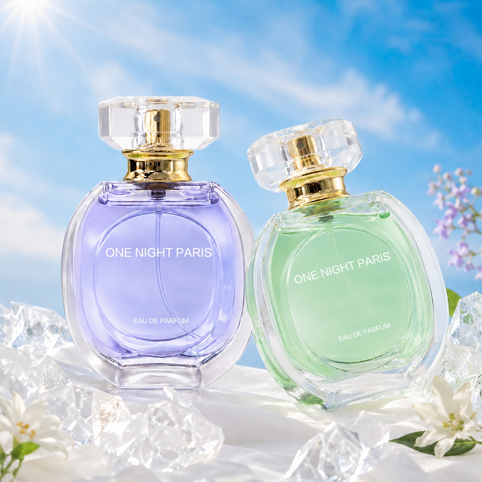 Image of Romantic Fresh Ladies Perfume 2pcs Set, Raspberry Mint With Lemon Cedar Jasmine Musk Dual Fragrance, Light With Soft Musk, Suitable For Vacation, Travel, Dating, Daily Use, Gift For