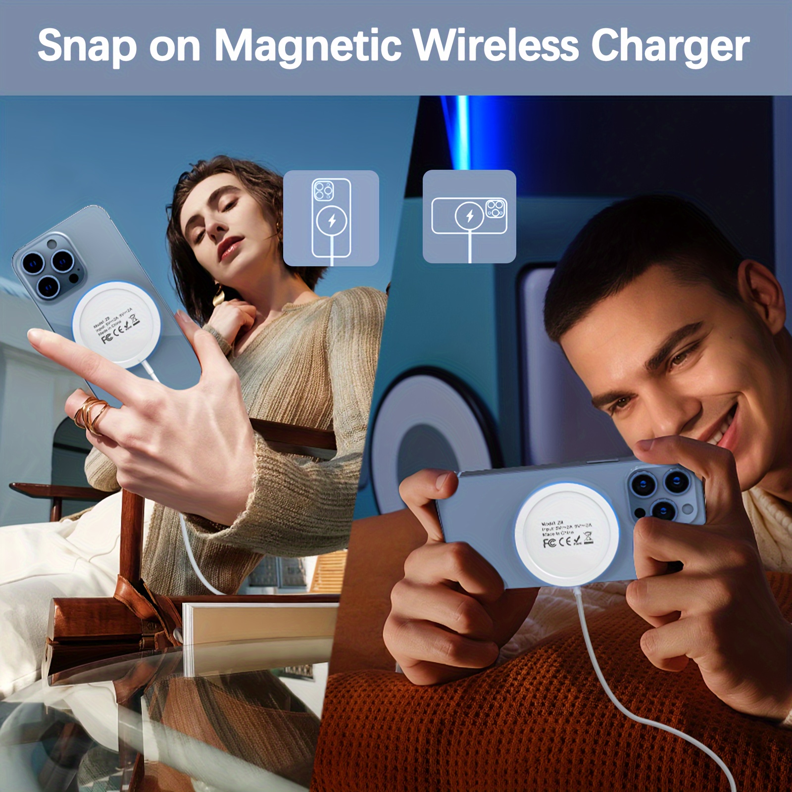 

Magnetic Wireless Charger - 15w Fast Charging Wireless Charger For Pro Max/16 Pro/16//15/14/13/12 Series, For Airpods 3/2/pro/pro 2, Led Charging Pad With Dual Charging