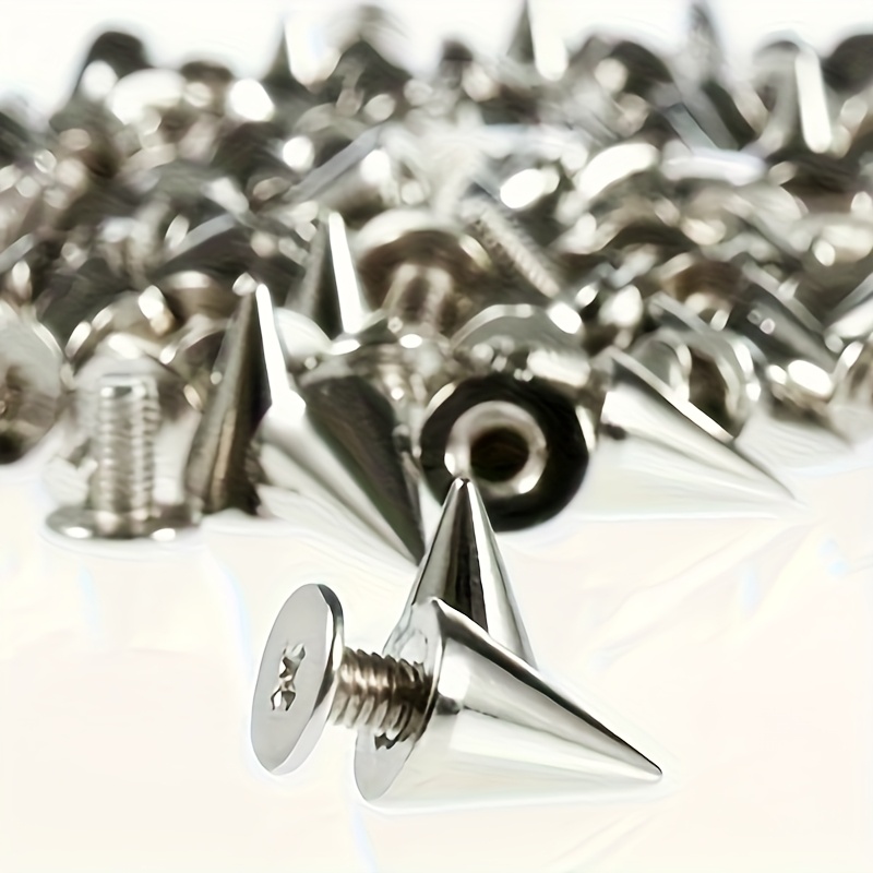 E-shop 100 Stück 7x10mm Punk-Stil Spike-Nieten, Kugelkopf & Konus Legierung Schraubnadel für DIY-Basteln Zubehör, scharf, aus Metall