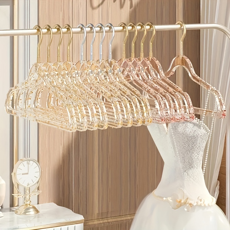 set of 12 high quality acrylic hangers non slip sparkling transparent hangers non slip   for wardrobe storage       bedroom closets a traceless hanging solution details 9