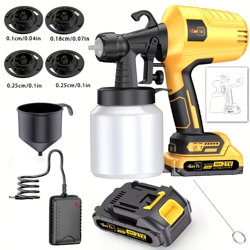 TEMU Pistolet de pulvérisation fil avec buse et batterie rechargeable, capacité de 500 ml (16,91 onces), idéal pour murs intérieurs/extérieurs, bois,