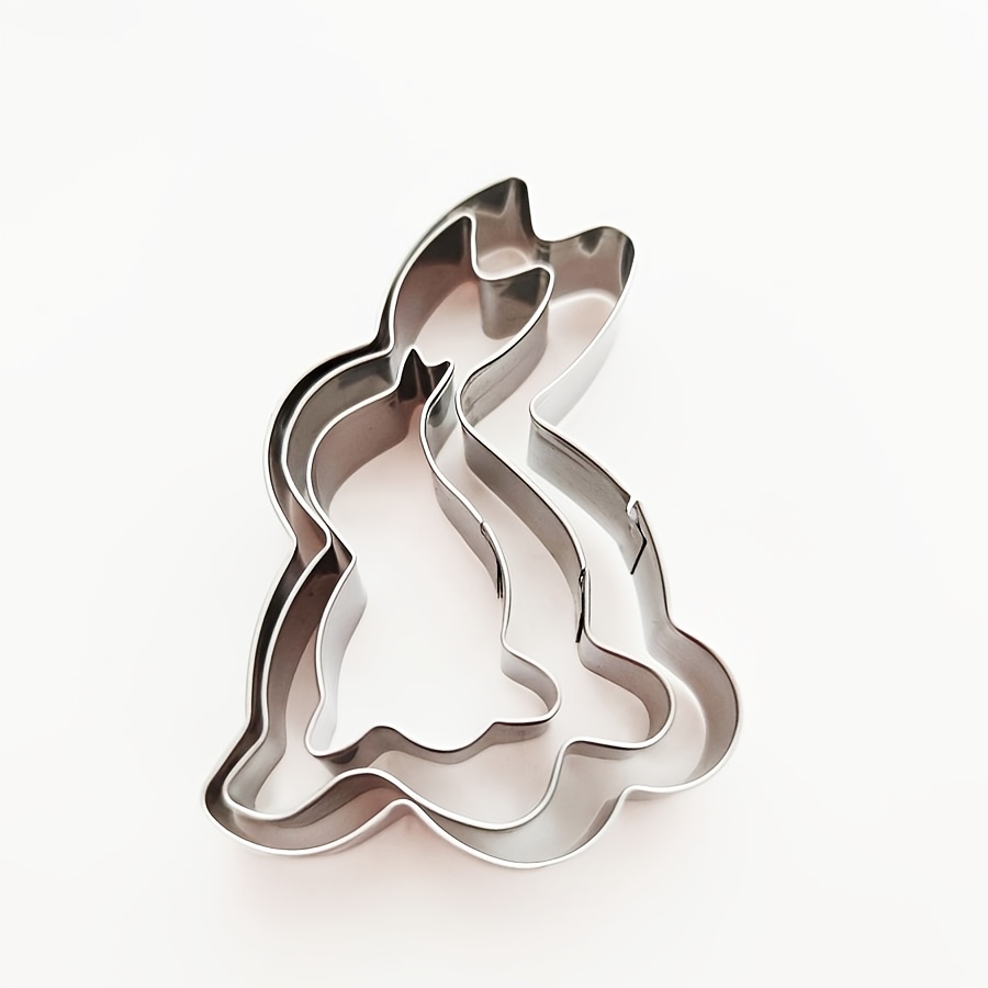Easter Stainless Steel Cookie Cutters Set, 3pcs Rabbit Shapes Baking Molds For Holiday , Cookie Baking Supplies